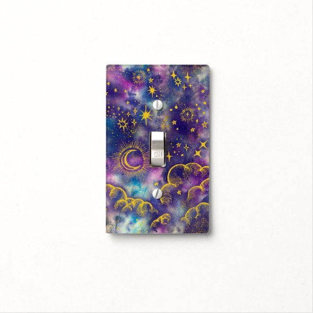 "Moon and Stars" Light Switch SingleT (Gold-Etc) Cover (In Situ)