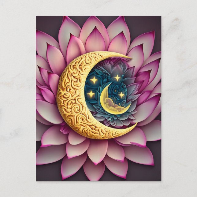 Moon and Stars Lotus Flower Enlightenment Creation Postcard (Front)