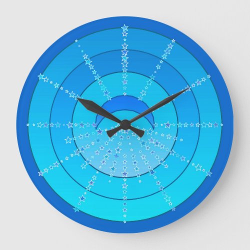 Moon and Stars Mandala _ Blue and Aqua Large Clock