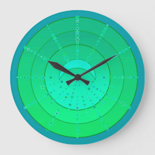 Moon and Stars Mandala - Emerald Green Large Clock