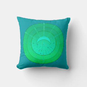 Moon and Stars Mandala - Emerald Green Throw Pillow