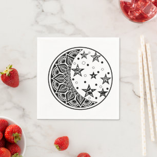 Moon and Stars Mandala Napkins