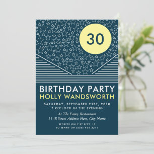 Moon and Stars, Modern Birthday Party Invitation