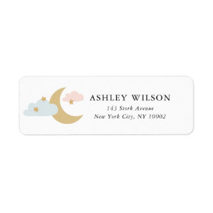 Moon and Stars Modern Minimal Gold Pink Blue Label