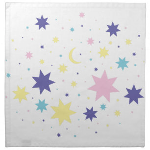 Moon and Stars Modern Minimalist Holidays Cloth Napkin