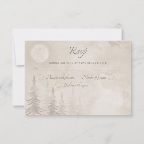 Moon and Stars Mountain Forest Wedding RSVP Card