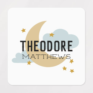 Moon and Stars Name Label for Preschool or Daycare
