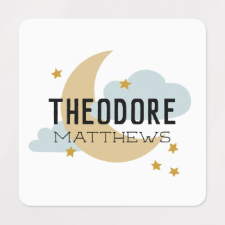 Moon and Stars Name Label for Preschool or Daycare