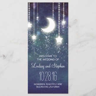 moon and stars navy wedding program