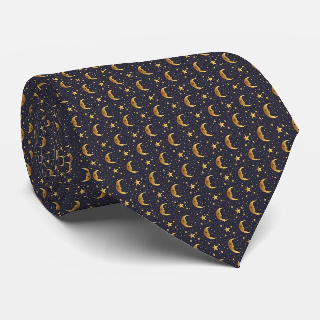 Moon and Stars Neck Tie (Rolled)