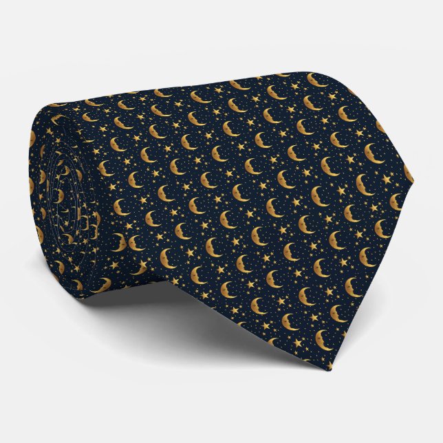 Moon and Stars Neck Tie (Rolled)