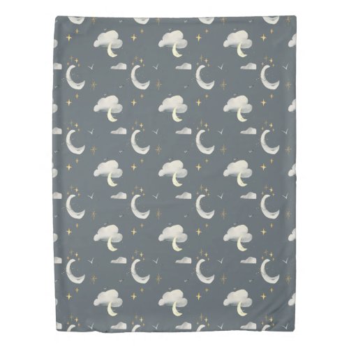 moon and stars night sky kids duvet cover