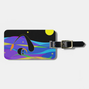 Moon and Stars Night Swimmer Luggage Tag