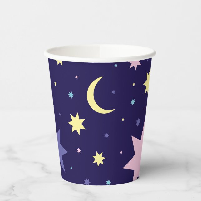 Moon and stars. paper cups (Left)