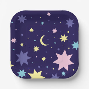Moon and stars. paper plates