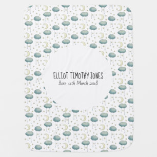 Moon and stars patterned baby blanket