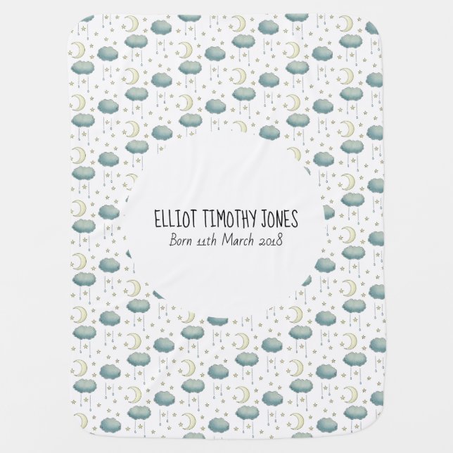 Moon and stars patterned baby blanket (Front)