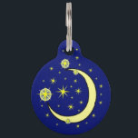 Moon and Stars Pet ID Tag<br><div class="desc">Show your pet's affection for the night time sky with this "Moon and Stars Dog ID Tag." Each of our Pet ID Tags are illustrated and designed by artists from all over the globe, and printed with affection and care in the mountains of North Carolina right here in the United...</div>
