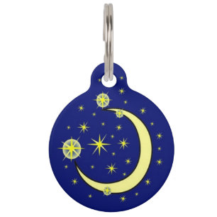 Moon and Stars Pet ID Tag