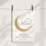 Moon And Stars Pink Baby Shower Welcome Sign at Zazzle