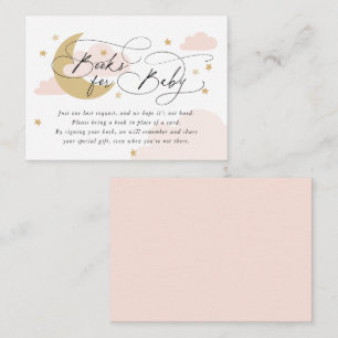 Moon and Stars Pink Book Request Baby Shower Enclosure Card