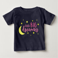 Moon and Stars Pink Little Big Dreamer Baby T-Shirt