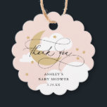Moon and Stars Pink Script Baby Shower Thank You Favor Tags<br><div class="desc">A playful yet elegant design featuring stylish calligraphy script paired with hand-drawn stars,  clouds,  and a crescent moon in stylish matte colors. Perfect for on-trend moon and star baby showers themes. Be sure to visit the collection and store to see more stylish and elegant items for your one-of-a-kind celebrations.</div>