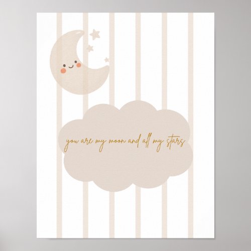 Moon and Stars Poster Nursery Neutral Colors