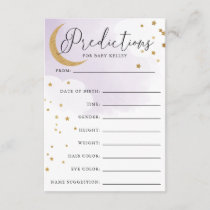 Moon and Stars Purple Baby Shower Prediction Card