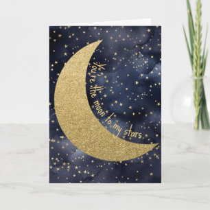 Moon and Stars Romantic Valentine's Day Card