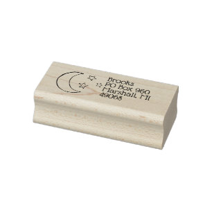Moon and stars rubber stamp