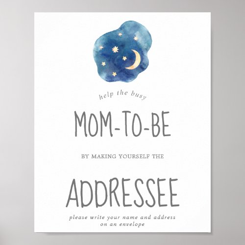 Moon and Stars Shower Address an Envelope Sign