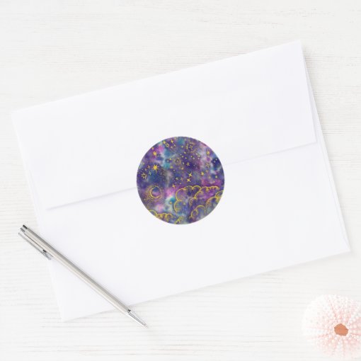 "Moon and Stars" Sticker (GoldEtc) Zazzle