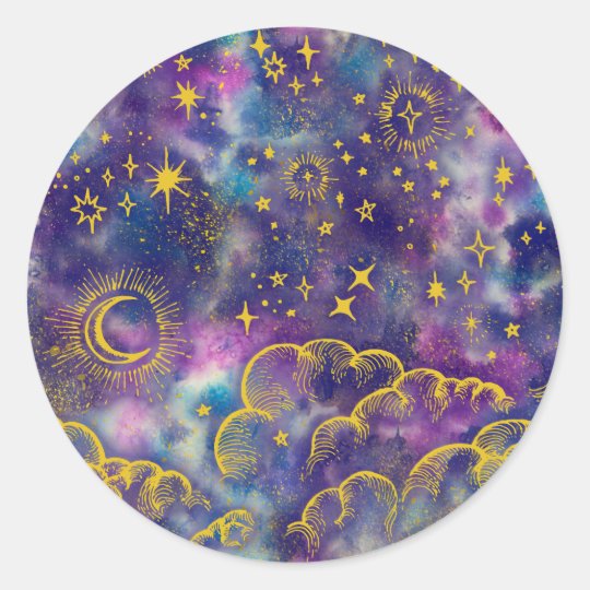 moon and stars sticker gold etc zazzlecom