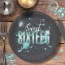 Moon and Stars Sweet 16 Teal/Blk ID788 Paper Plates