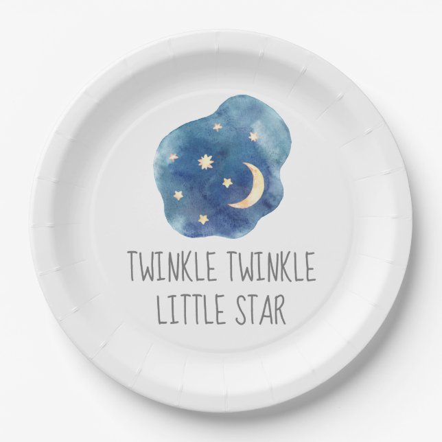 Moon and Stars Twinkle Twinkle Little Star Paper Plates (Front)