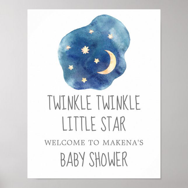 Moon and Stars Twinkle Twinkle Little Star Welcome Poster (Front)