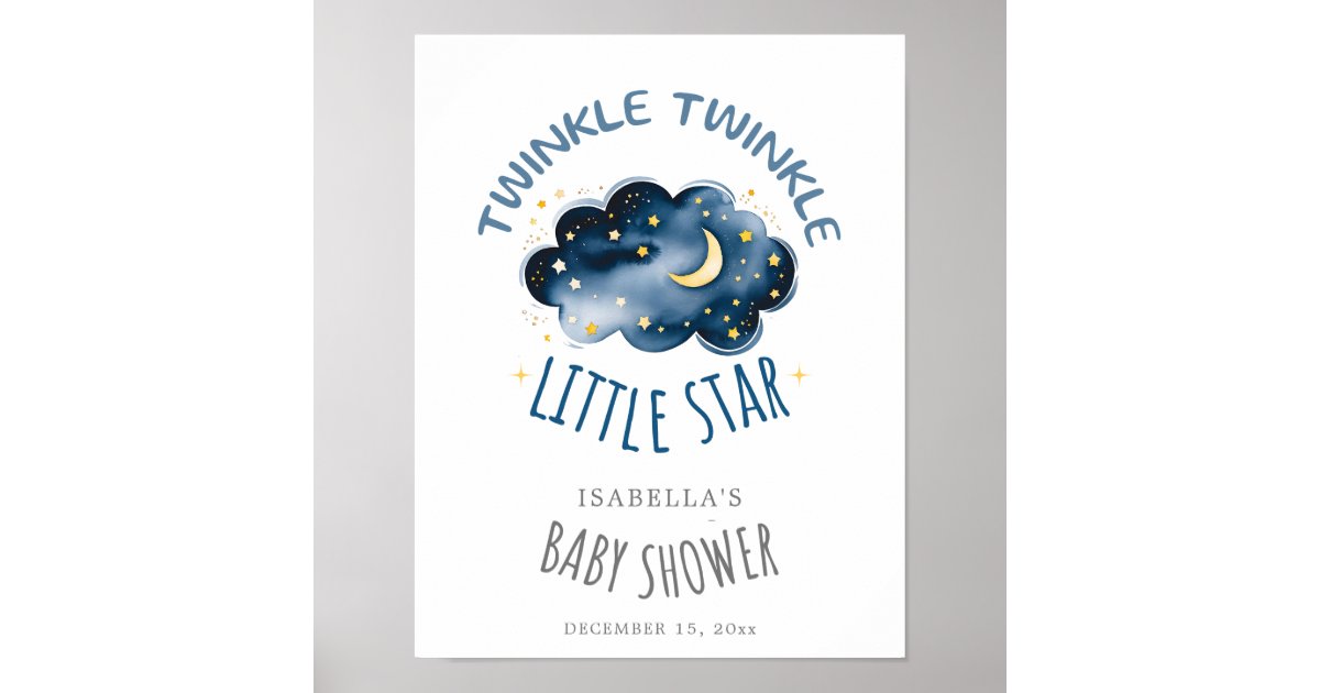 Moon and Stars Twinkle Twinkle Little Star Welcome Poster | Zazzle