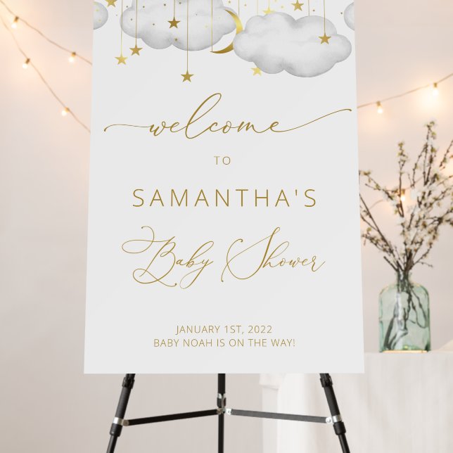 Moon and Stars Welcome Sign, Baby Shower Sign (In Situ (Stand))