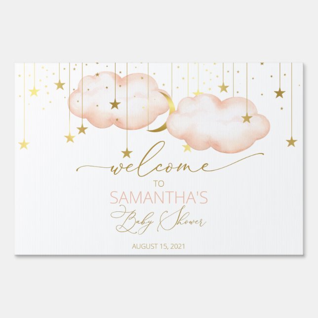 Moon and Stars Welcome Sign Twinkle Little Star  (Front)