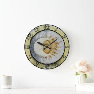 Moon and Sun Celestial Astronomy  Large Clock