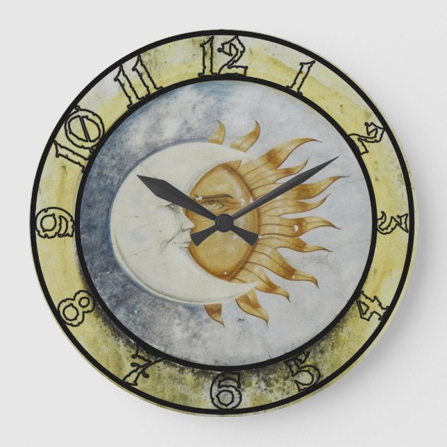 Moon and Sun Celestial Astronomy  Large Clock (Front)