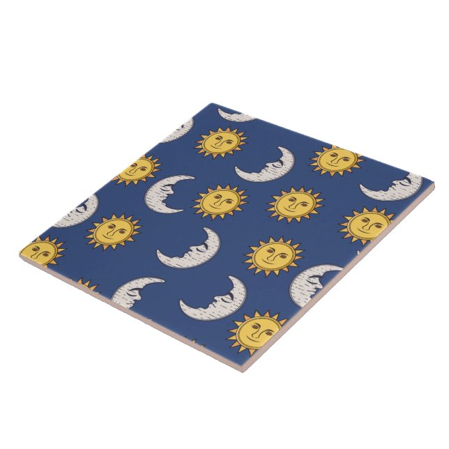 Moon and Sun Ceramic Tile (Side)