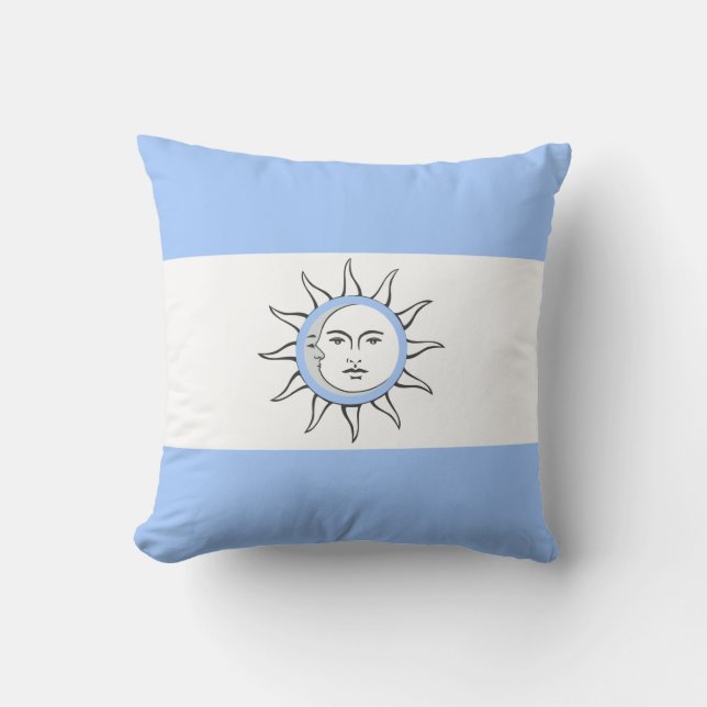 Moon and Sun Conjunction on Light Blue & White Throw Pillow (Front)