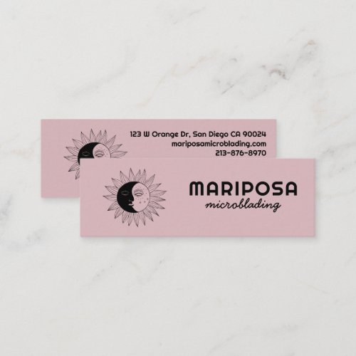 Moon and Sun Elegant Esthetician Beauty Salon Cute Mini Business Card