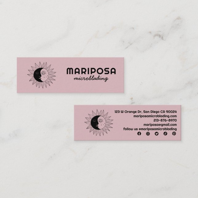 Moon and Sun Elegant Esthetician Beauty Salon Cute Mini Business Card (Front/Back)