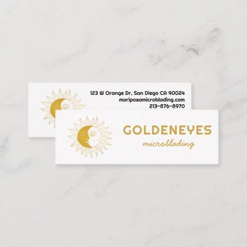 Moon and Sun Elegant Esthetician Beauty Salon Gold Mini Business Card