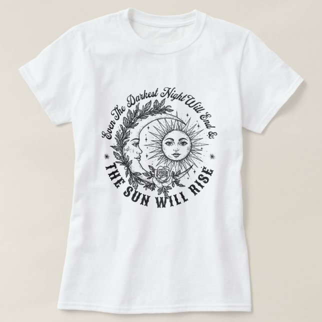 Moon and Sun Face Line Art T-Shirt – Celestial Ske (Design Front)
