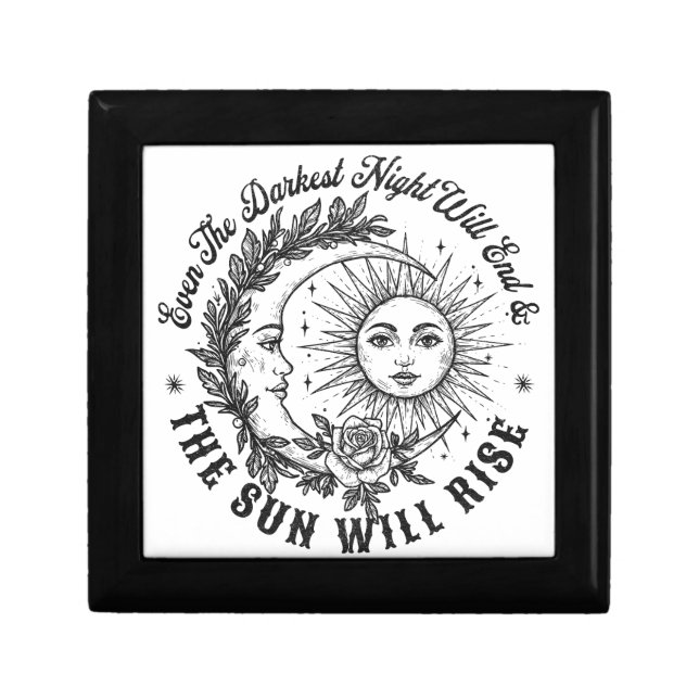 Moon and Sun Face Line Art T-Shirt – Celestial Ske Gift Box (Front)