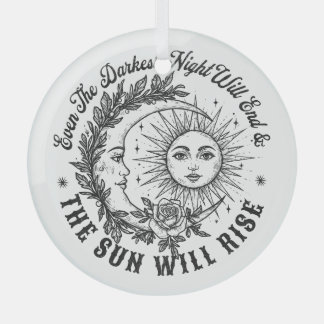 Moon and Sun Face Line Art T-Shirt – Celestial Ske Glass Ornament